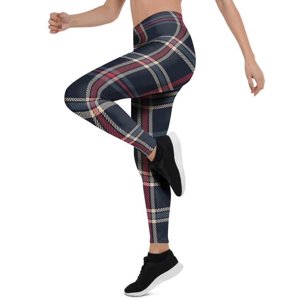 Black Tartan Plaid Women's Leggings-grizzshop