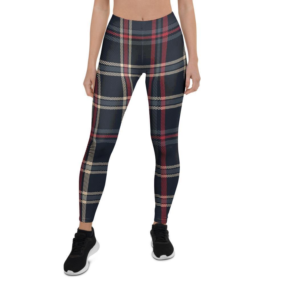 Black Tartan Plaid Women's Leggings-grizzshop