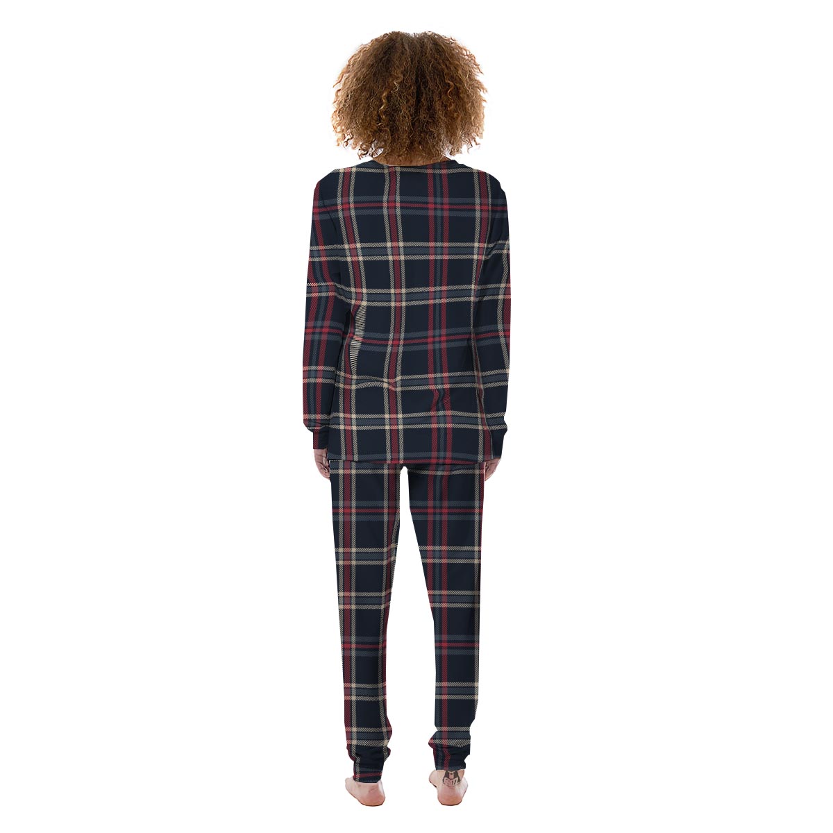 Black Tartan Plaid Women's Pajamas-grizzshop