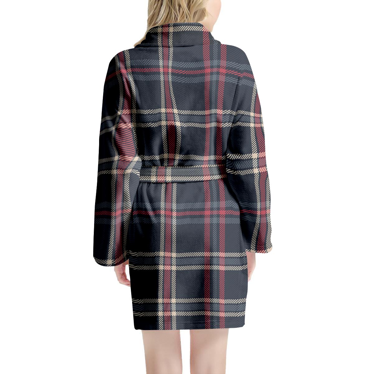 Black Tartan Plaid Women's Robe-grizzshop