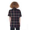 Black Tartan Plaid Women's Short Sleeve Shirts-grizzshop