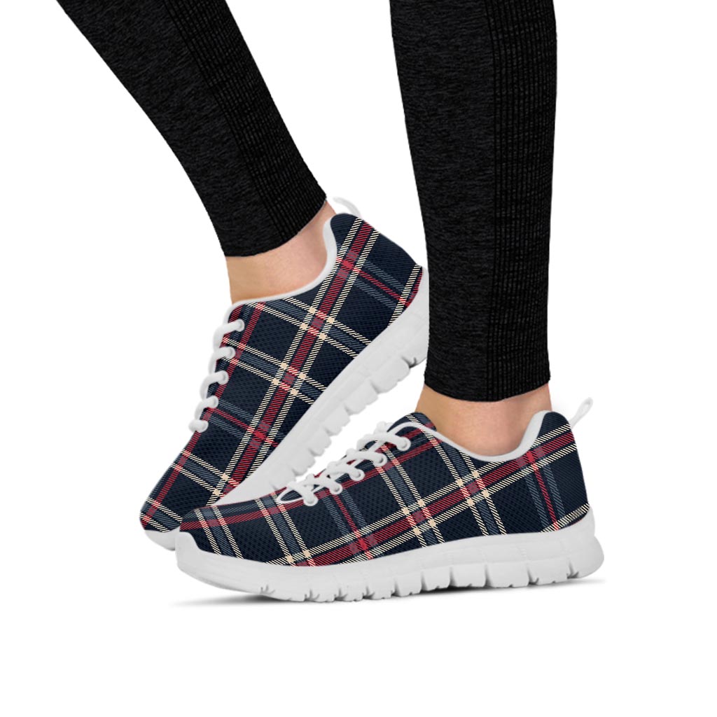 Black Tartan Plaid Women's Sneakers-grizzshop