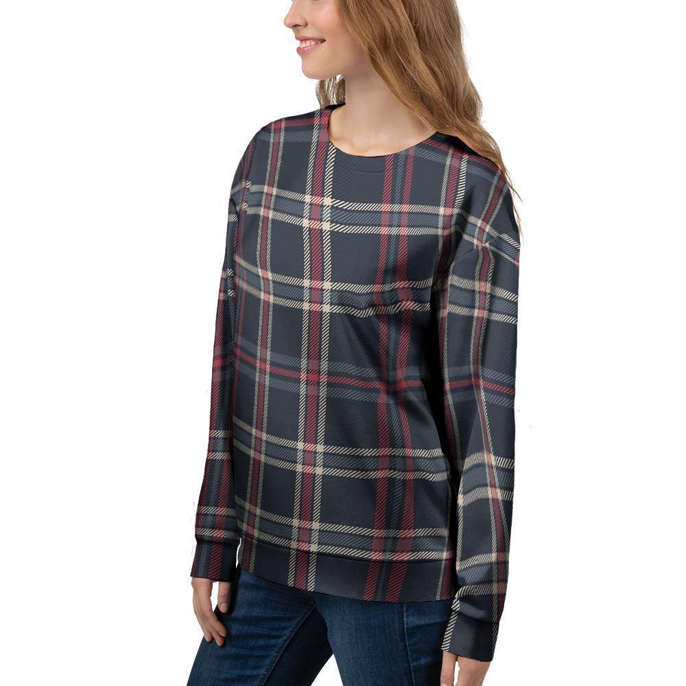 Black Tartan Plaid Women's Sweatshirt-grizzshop