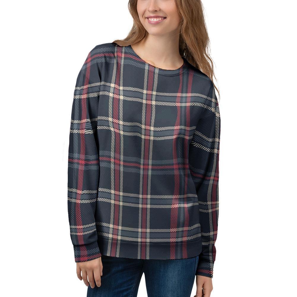 Black Tartan Plaid Women's Sweatshirt-grizzshop