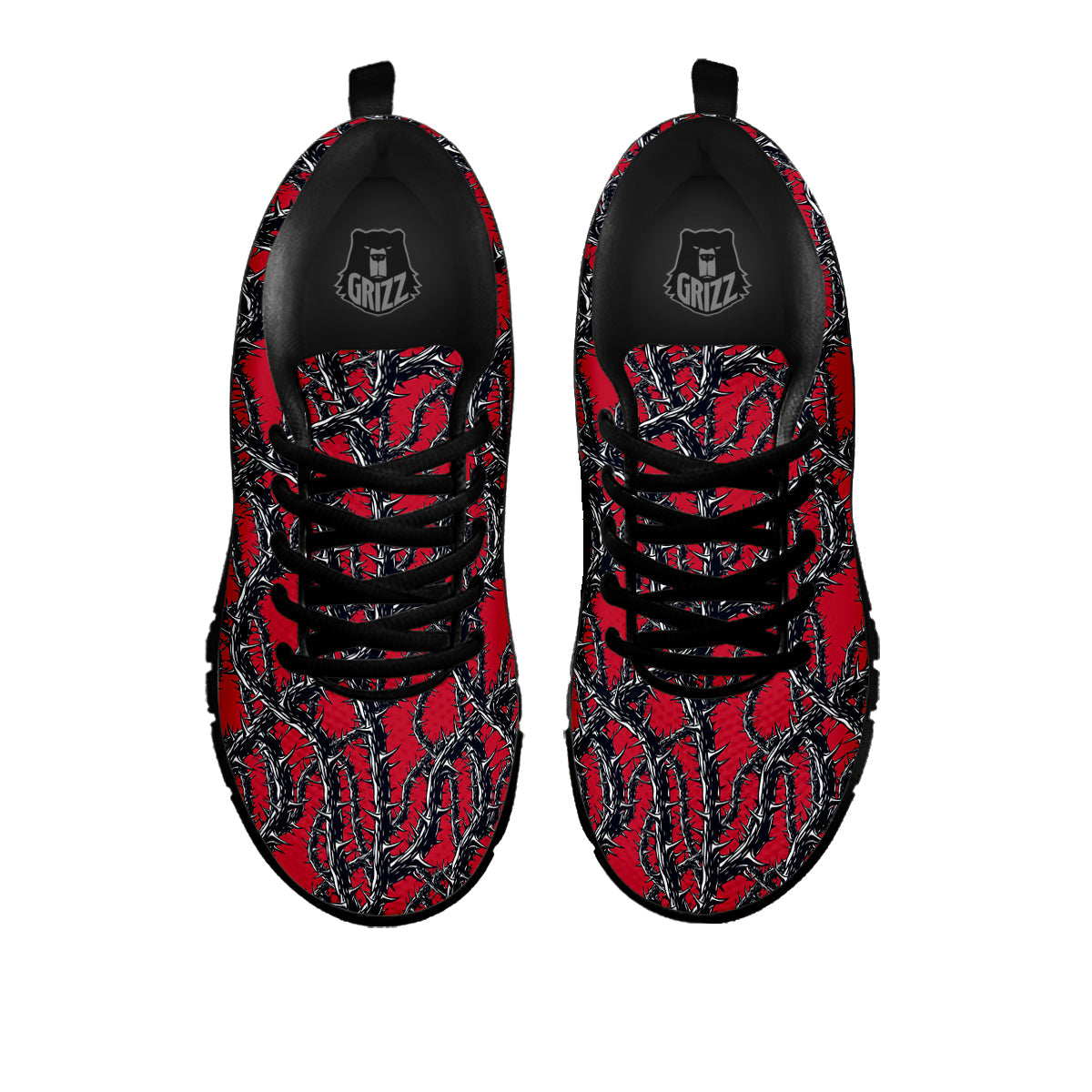 Black Thorns Horror Print Pattern Black Sneaker-grizzshop