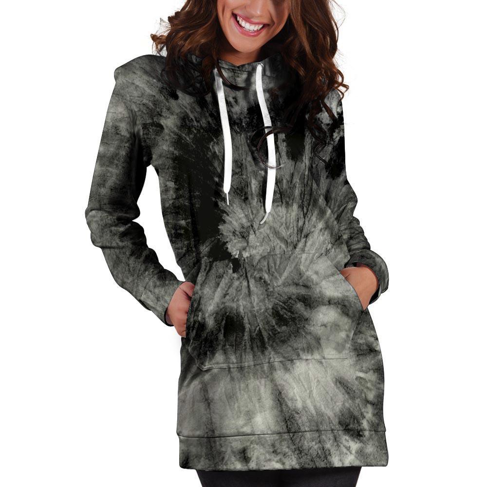 Black Tie Dye Hoodie Dress-grizzshop