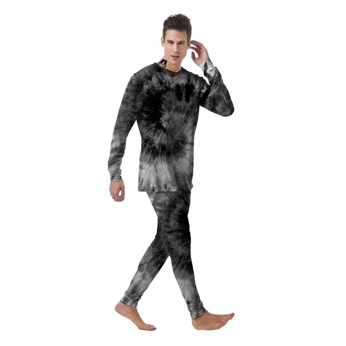 Black Tie Dye Men's Pajamas-grizzshop