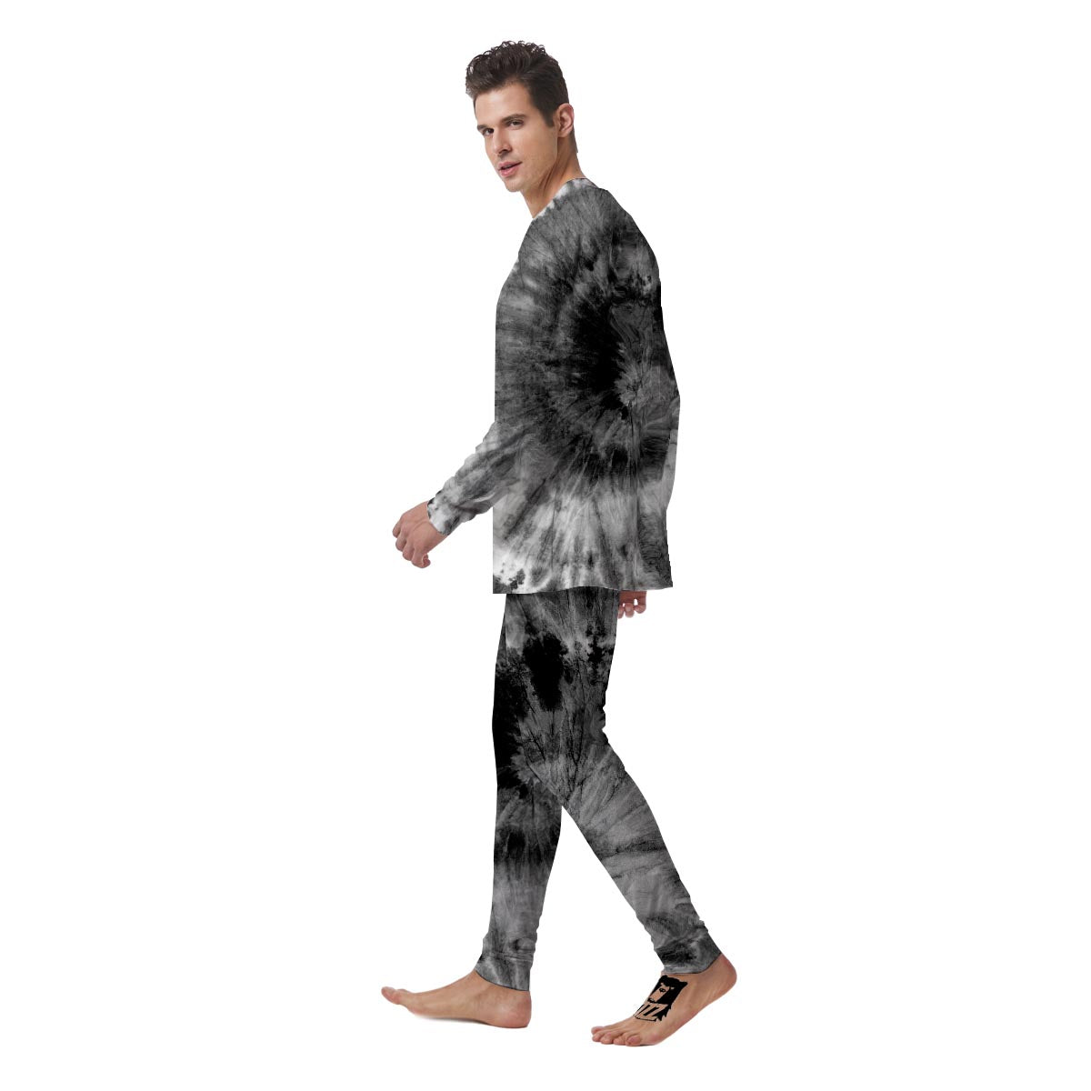 Black Tie Dye Men's Pajamas-grizzshop