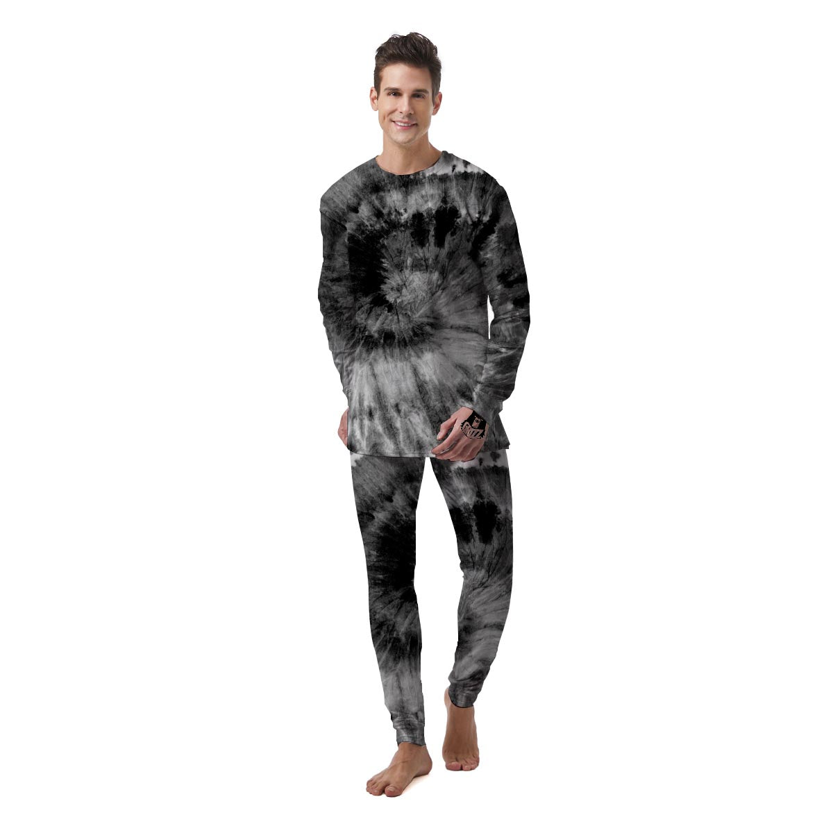 Black Tie Dye Men's Pajamas-grizzshop