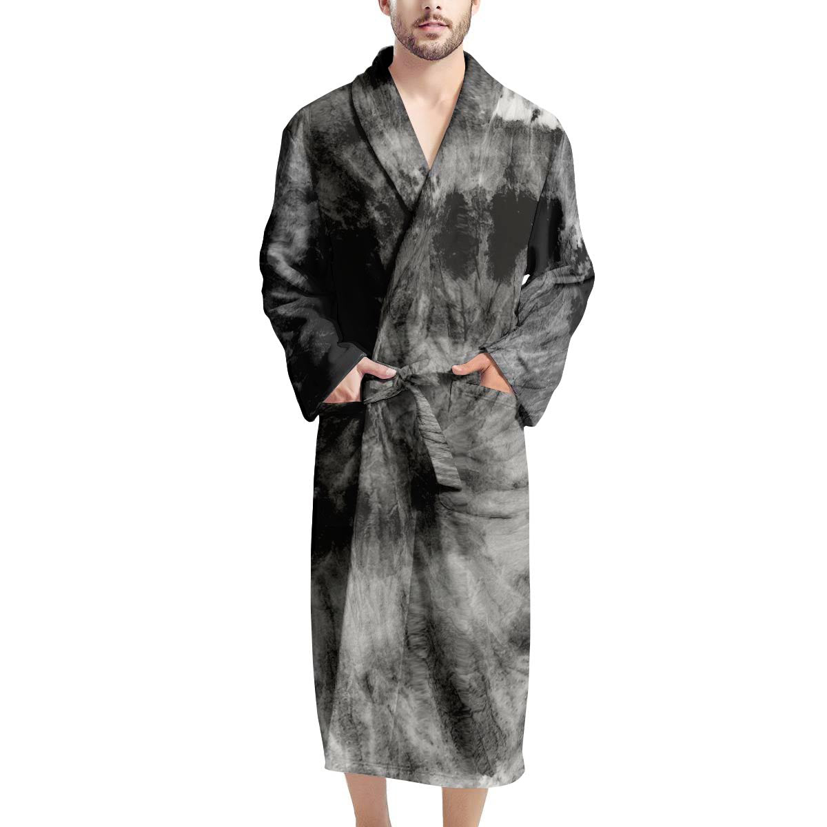 Black Tie Dye Men's Robe-grizzshop