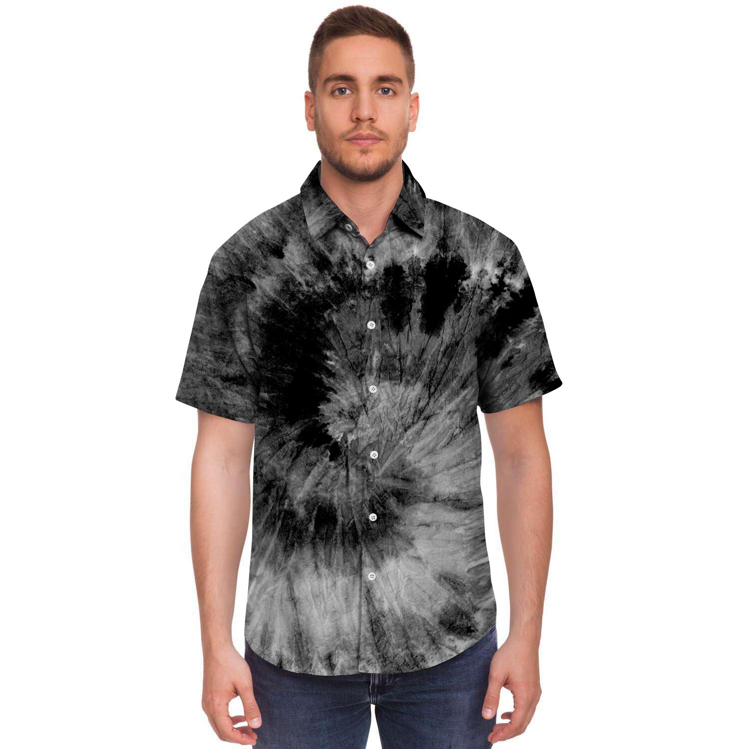 Black Tie Dye Men's Short Sleeve Shirt-grizzshop