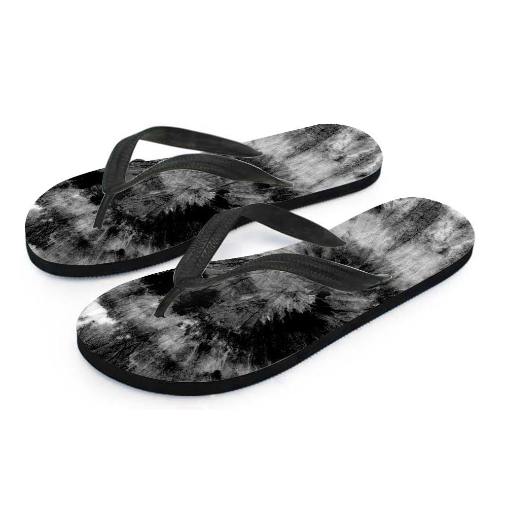 Black Tie Dye Women's Flip Flops-grizzshop