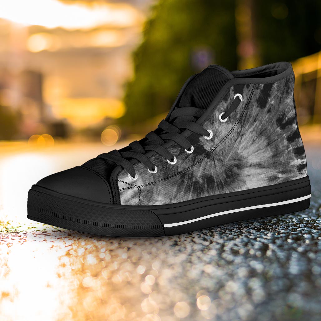 Black Tie Dye Women's High Top Shoes-grizzshop