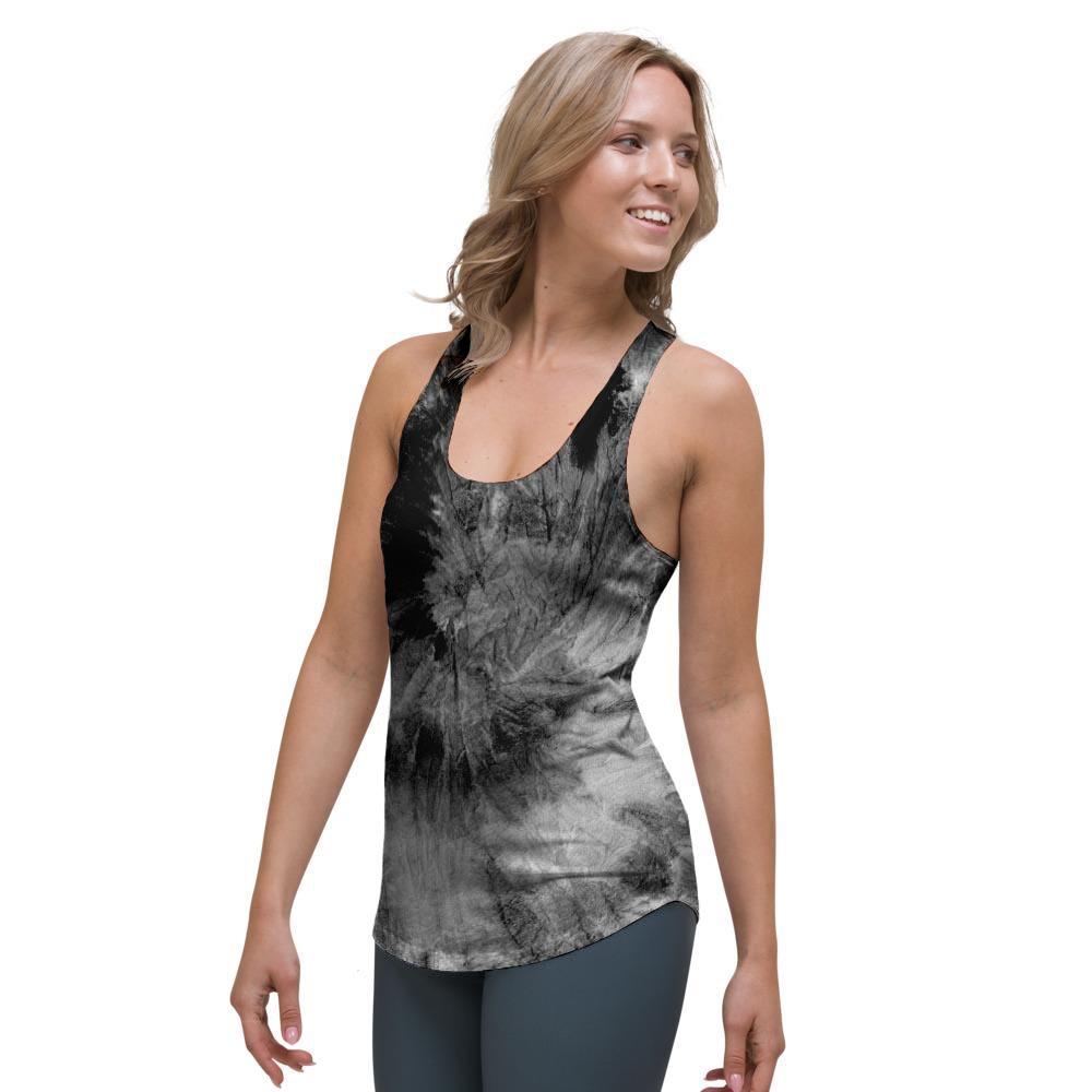 Black Tie Dye Women's Racerback Tank Top-grizzshop
