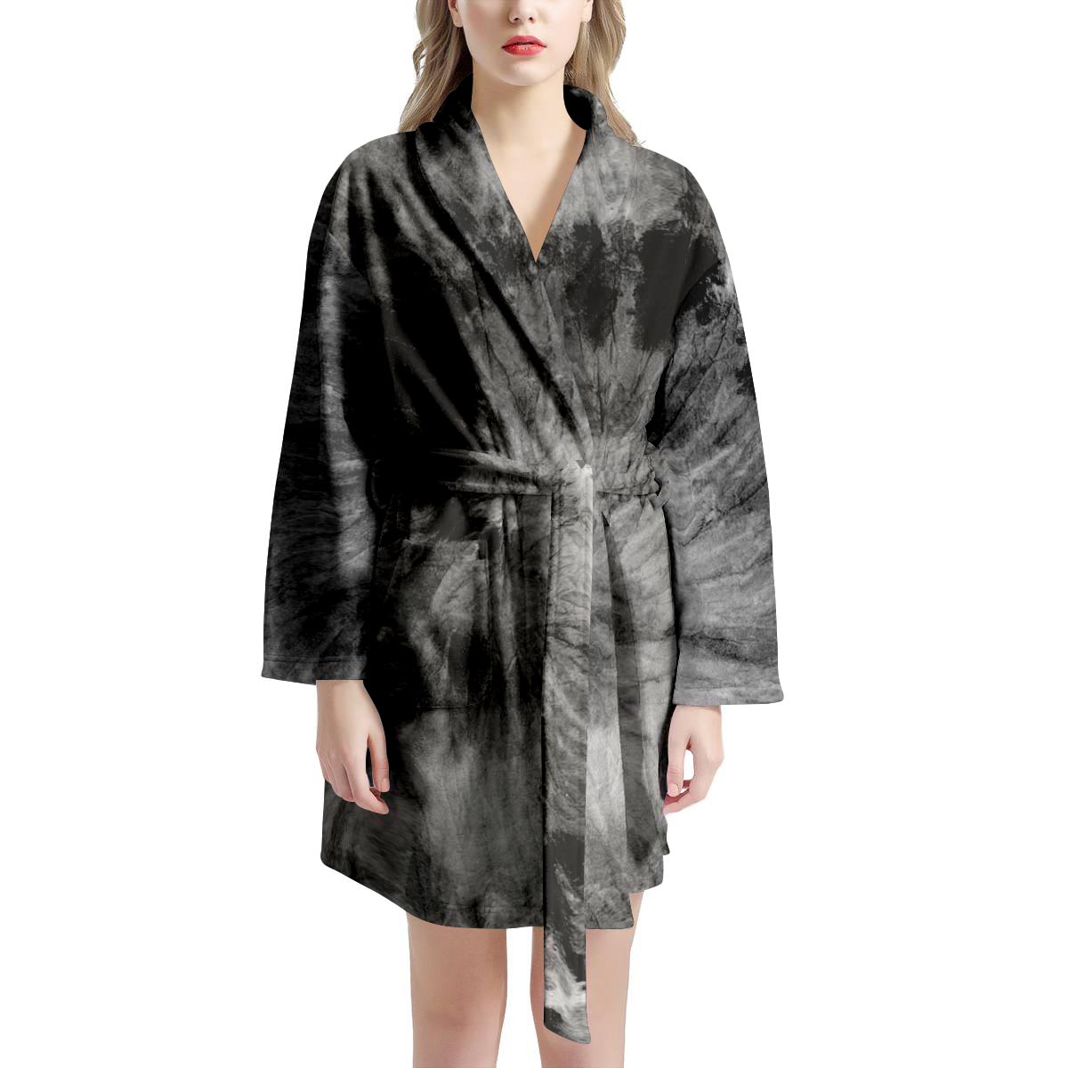 Black Tie Dye Women's Robe-grizzshop