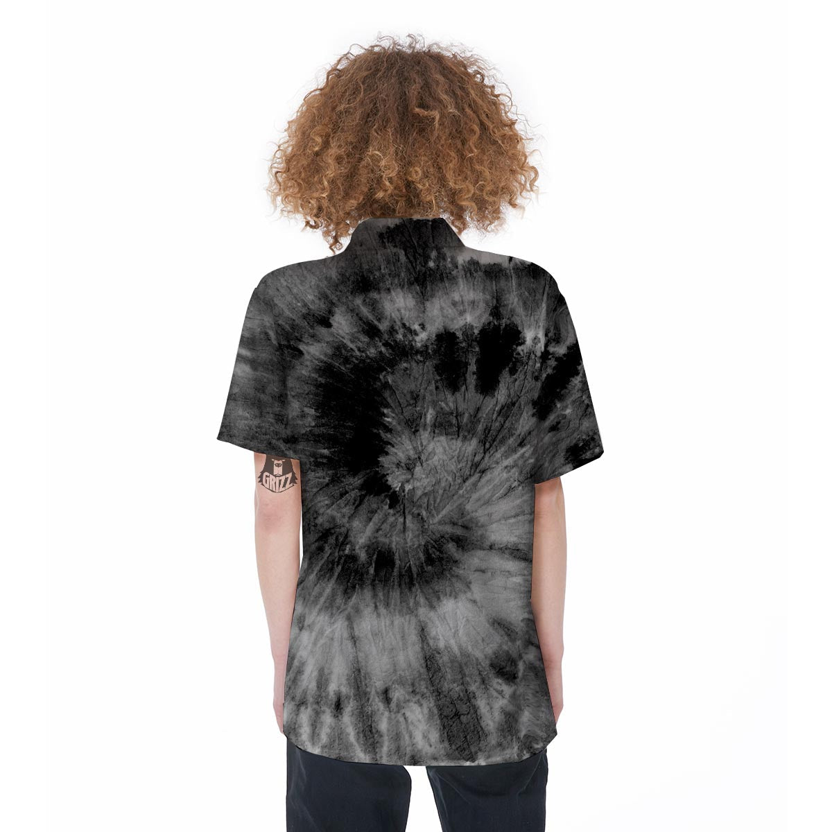 Black Tie Dye Women's Short Sleeve Shirts-grizzshop