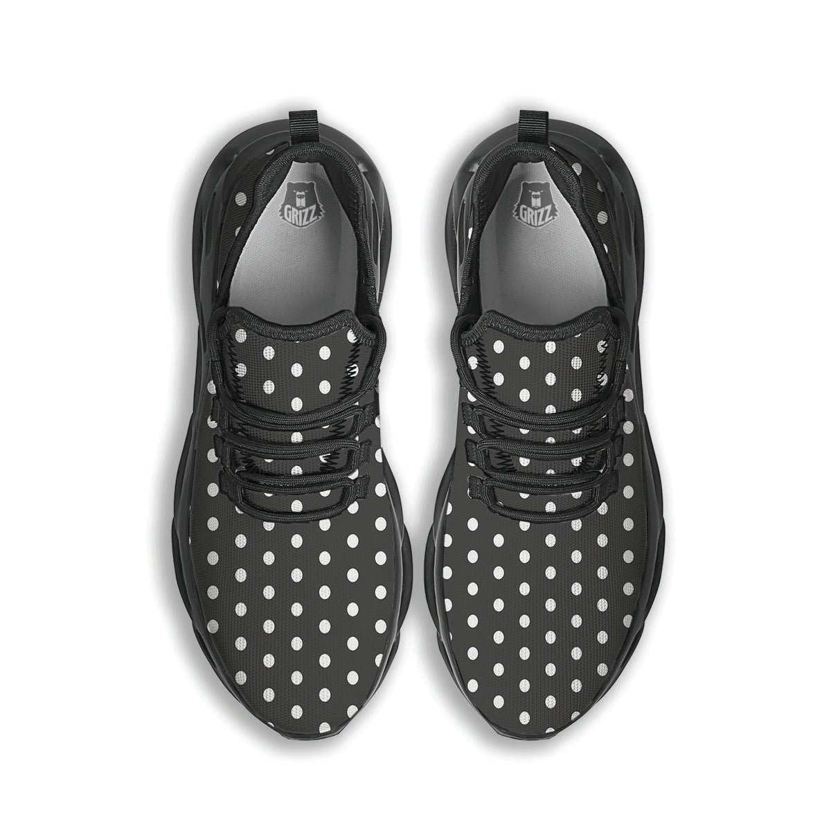 Black Tiny Polka Dot Black Running Shoes-grizzshop