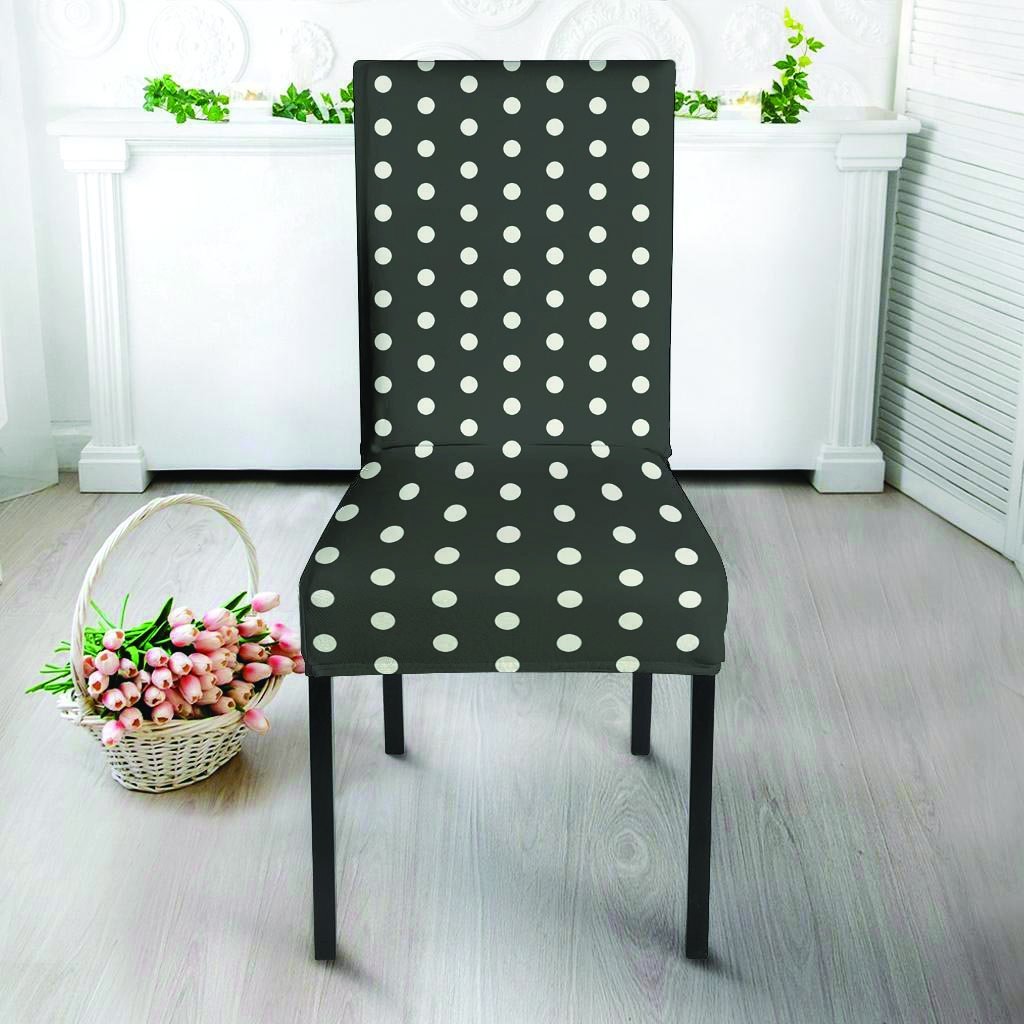 Black Tiny Polka Dot Chair Cover-grizzshop