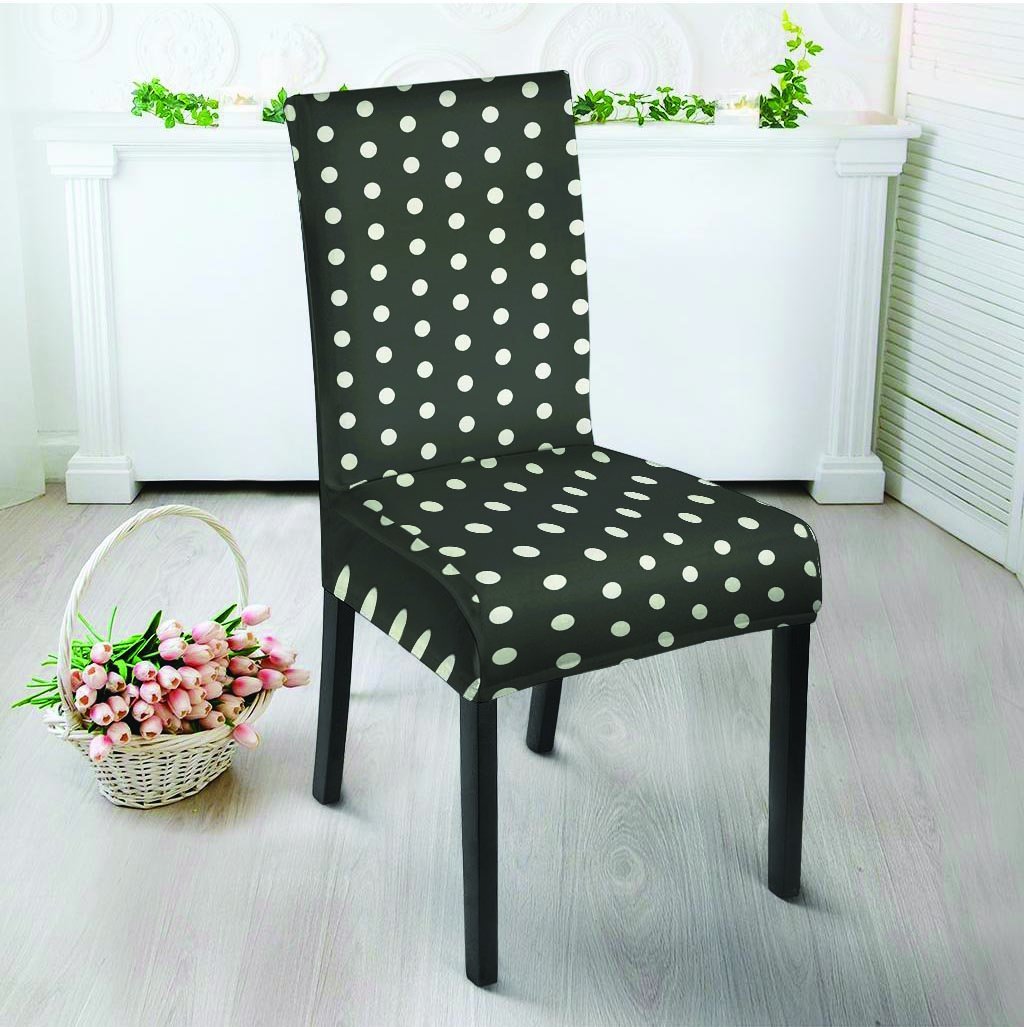 Black Tiny Polka Dot Chair Cover-grizzshop