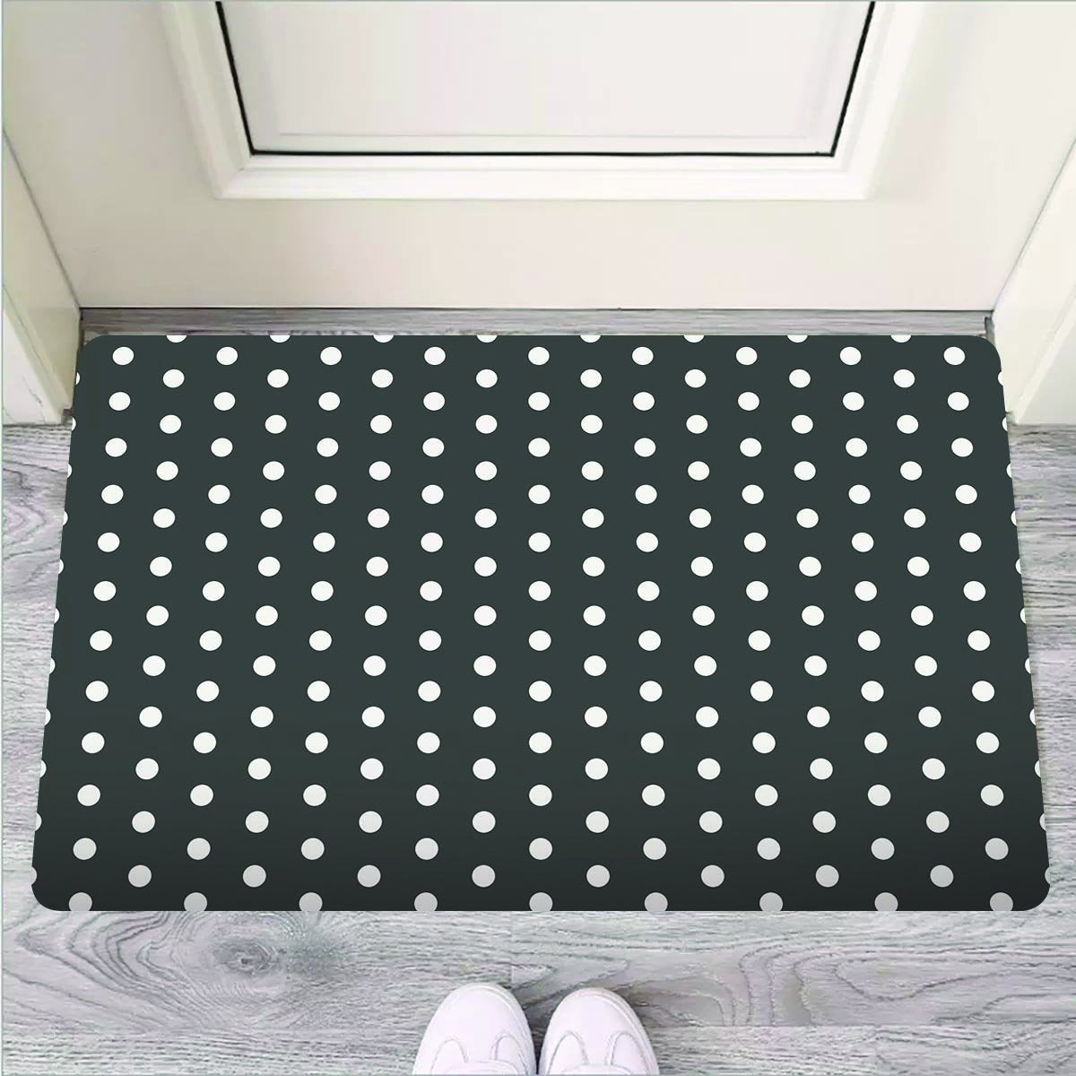 Black Tiny Polka Dot Door Mat-grizzshop