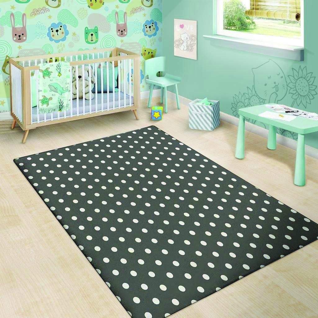 Black Tiny Polka Dot Floor Mat-grizzshop