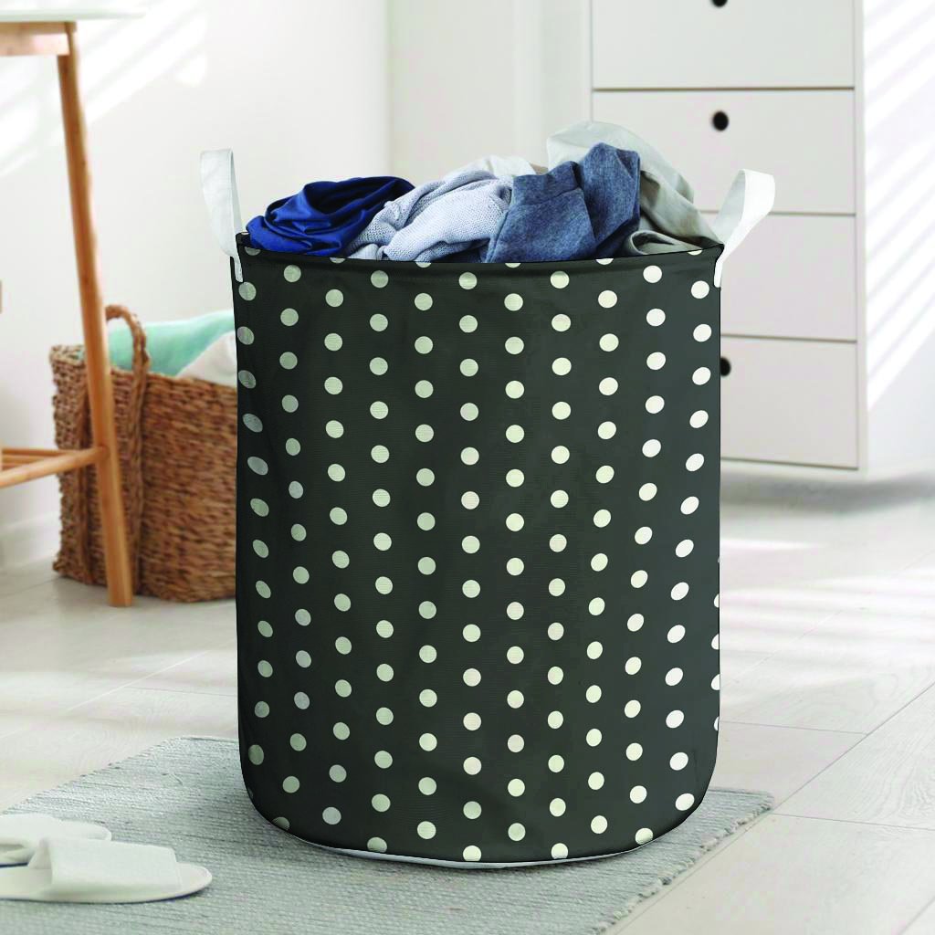 Black Tiny Polka Dot Laundry Basket-grizzshop