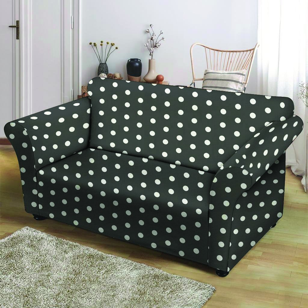 Black Tiny Polka Dot Loveseat Cover-grizzshop