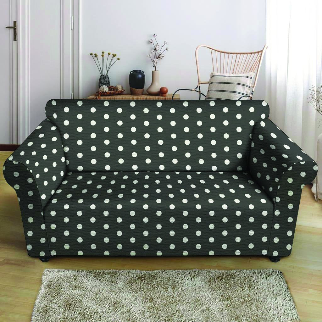 Black Tiny Polka Dot Loveseat Cover-grizzshop