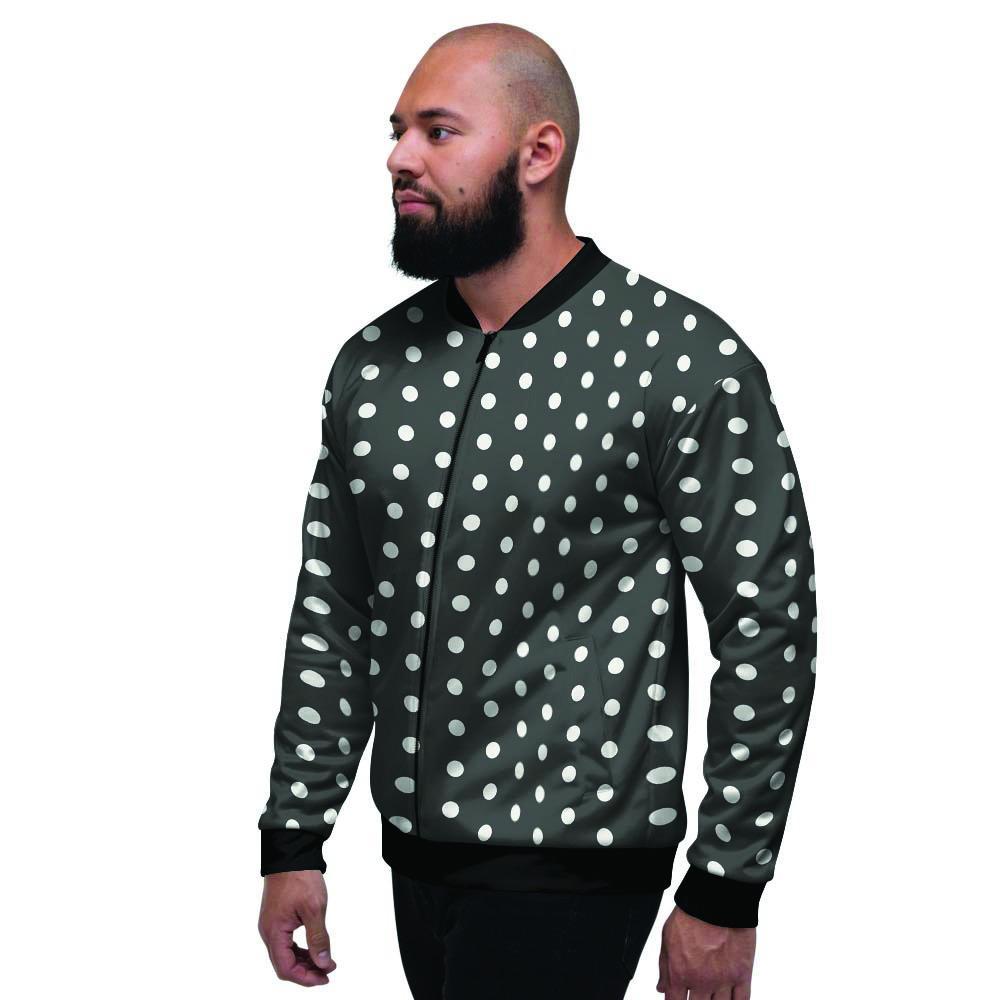 Black Tiny Polka Dot Men's Bomber Jacket-grizzshop