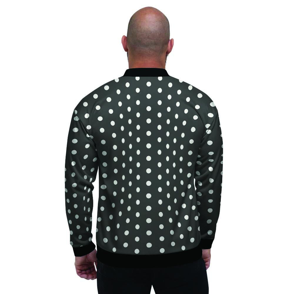 Black Tiny Polka Dot Men's Bomber Jacket-grizzshop