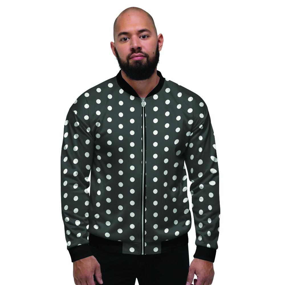 Black Tiny Polka Dot Men's Bomber Jacket-grizzshop