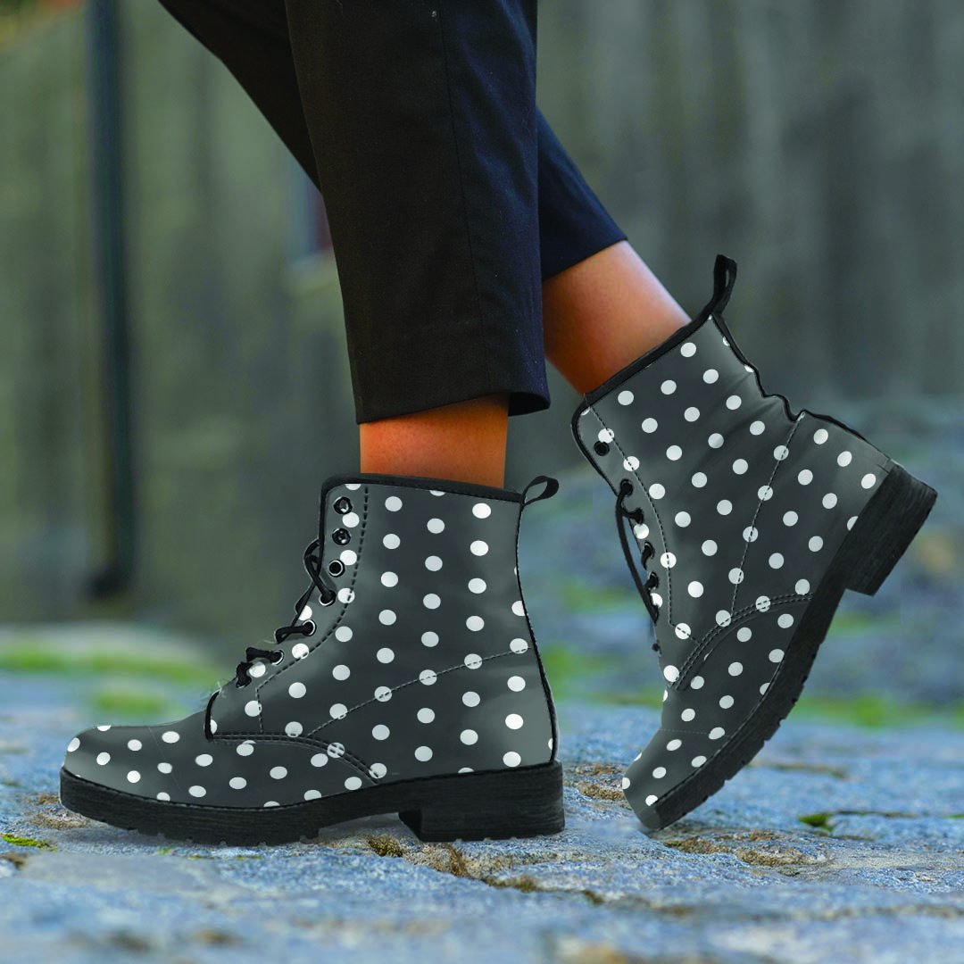 Black Tiny Polka Dot Men's Boots-grizzshop