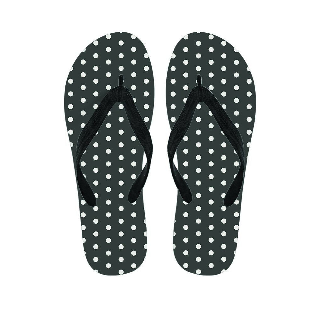 Black Tiny Polka Dot Men's Flip Flops-grizzshop