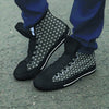 Black Tiny Polka Dot Men's High Top Shoes-grizzshop