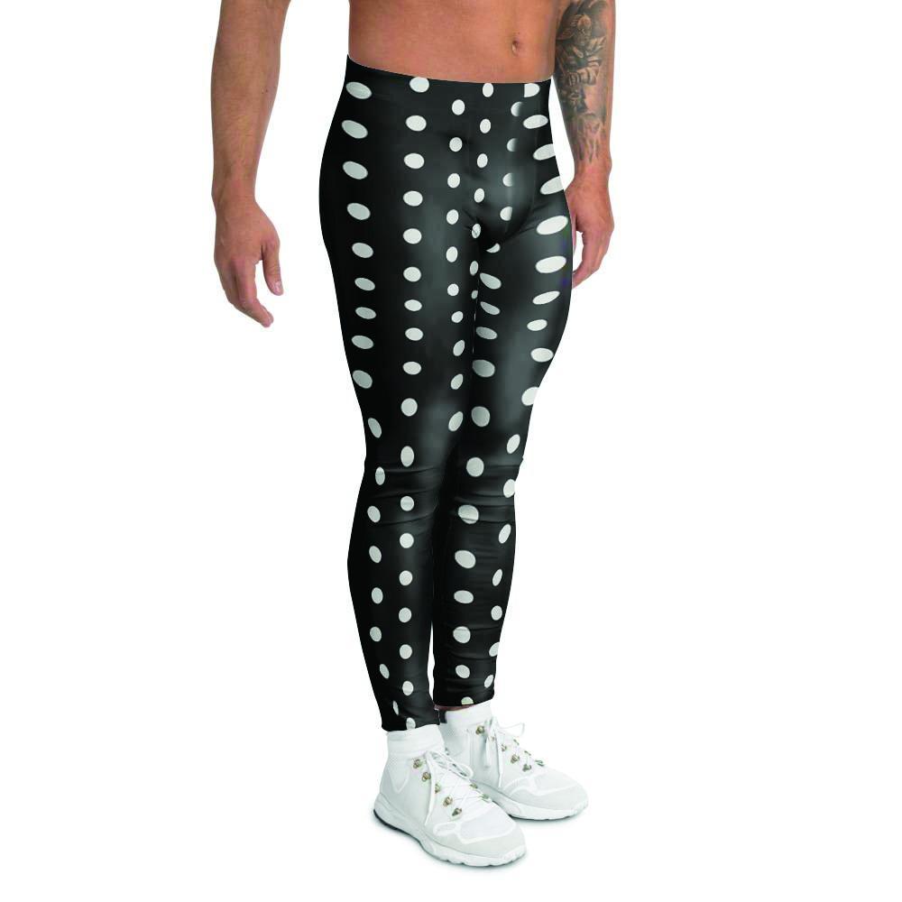 Black Tiny Polka Dot Men's Leggings-grizzshop