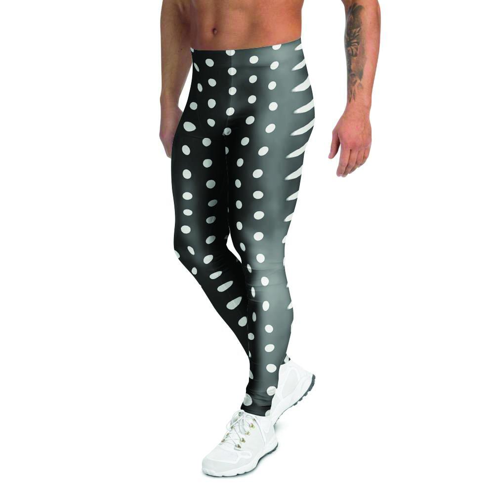 Black Tiny Polka Dot Men's Leggings-grizzshop