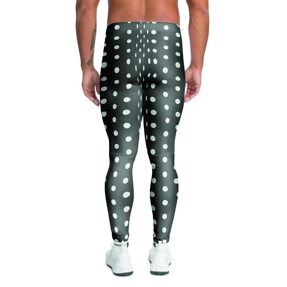 Black Tiny Polka Dot Men's Leggings-grizzshop