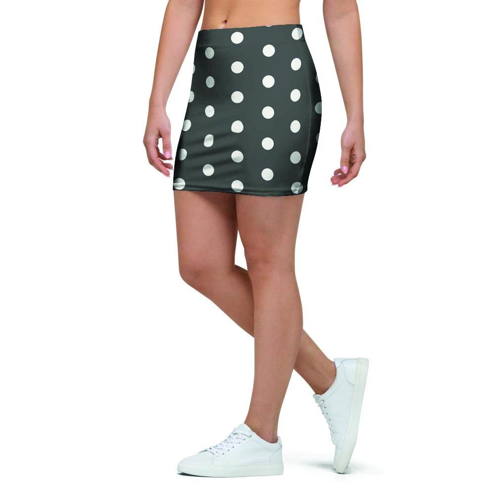 Black Tiny Polka Dot Mini Skirt-grizzshop