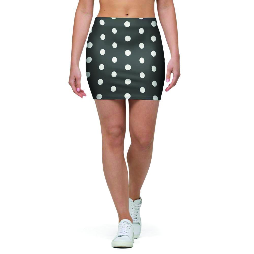 Black Tiny Polka Dot Mini Skirt-grizzshop