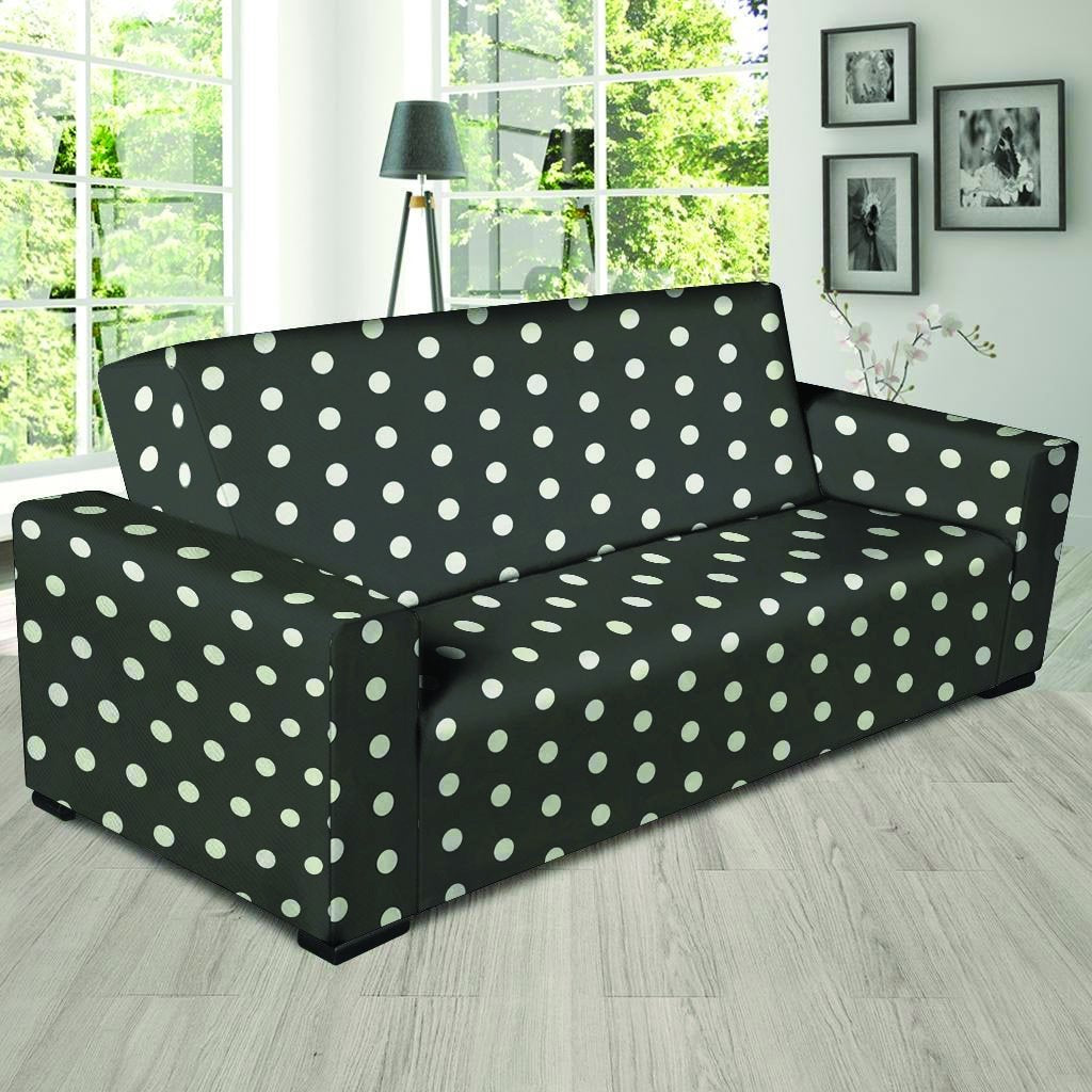 Black Tiny Polka Dot Sofa Cover-grizzshop