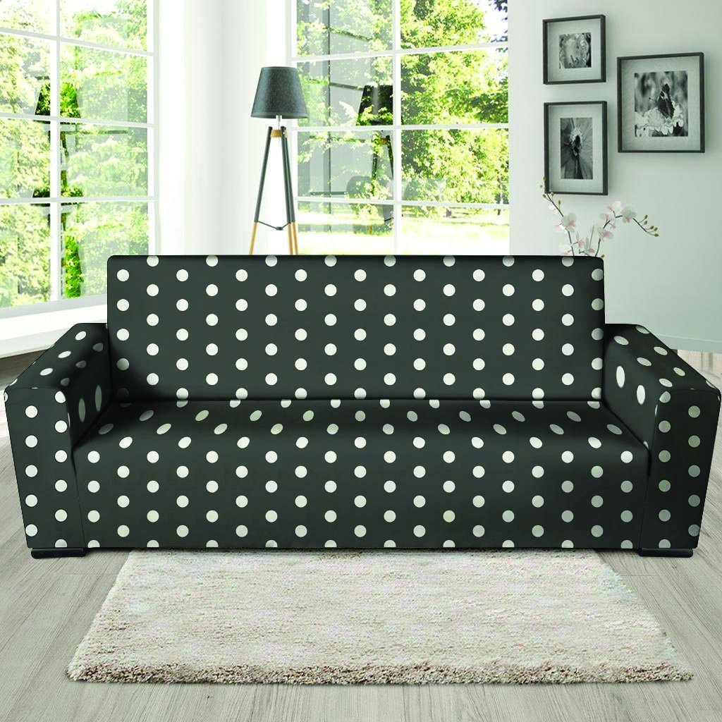 Black Tiny Polka Dot Sofa Cover-grizzshop