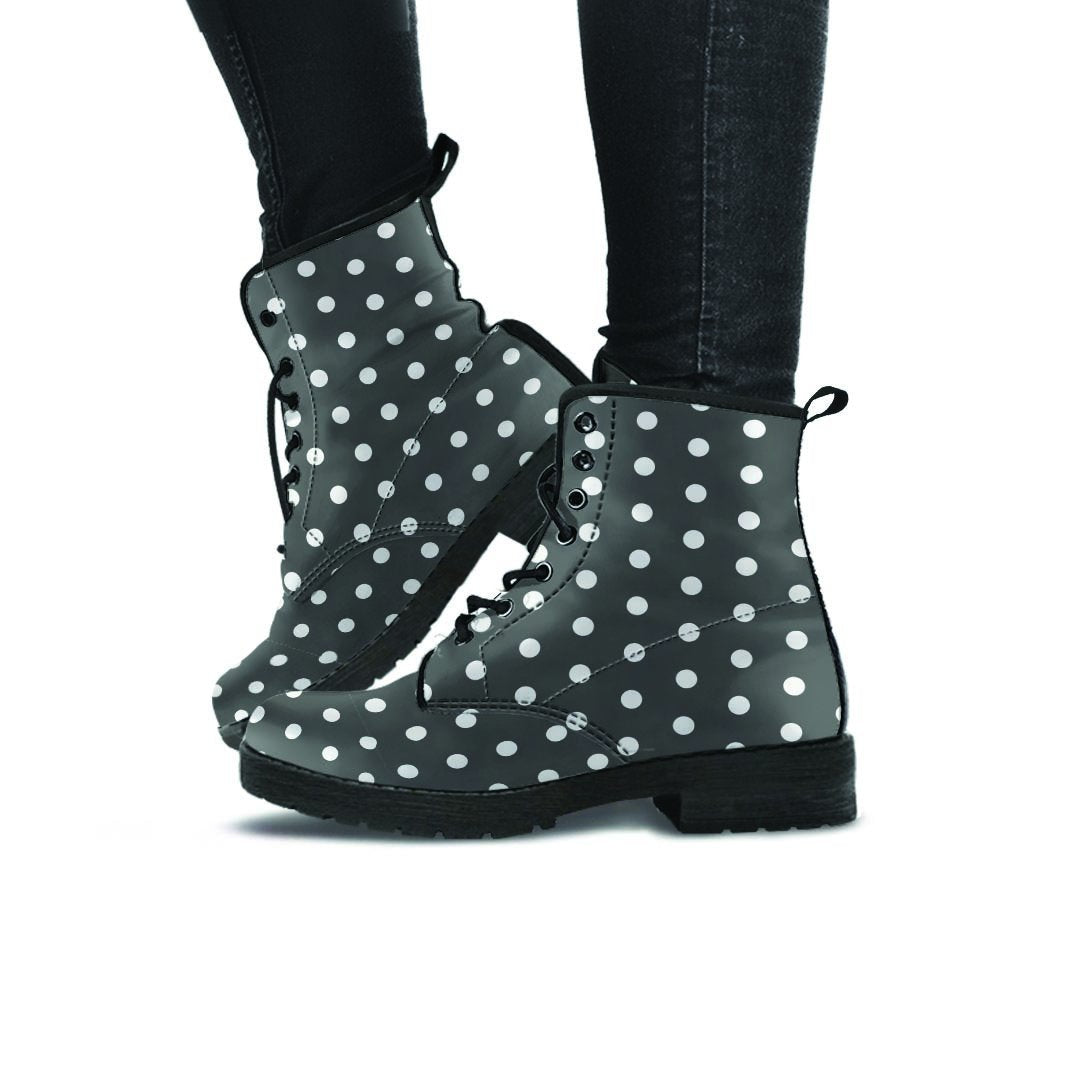 Black Tiny Polka Dot Women's Boots-grizzshop