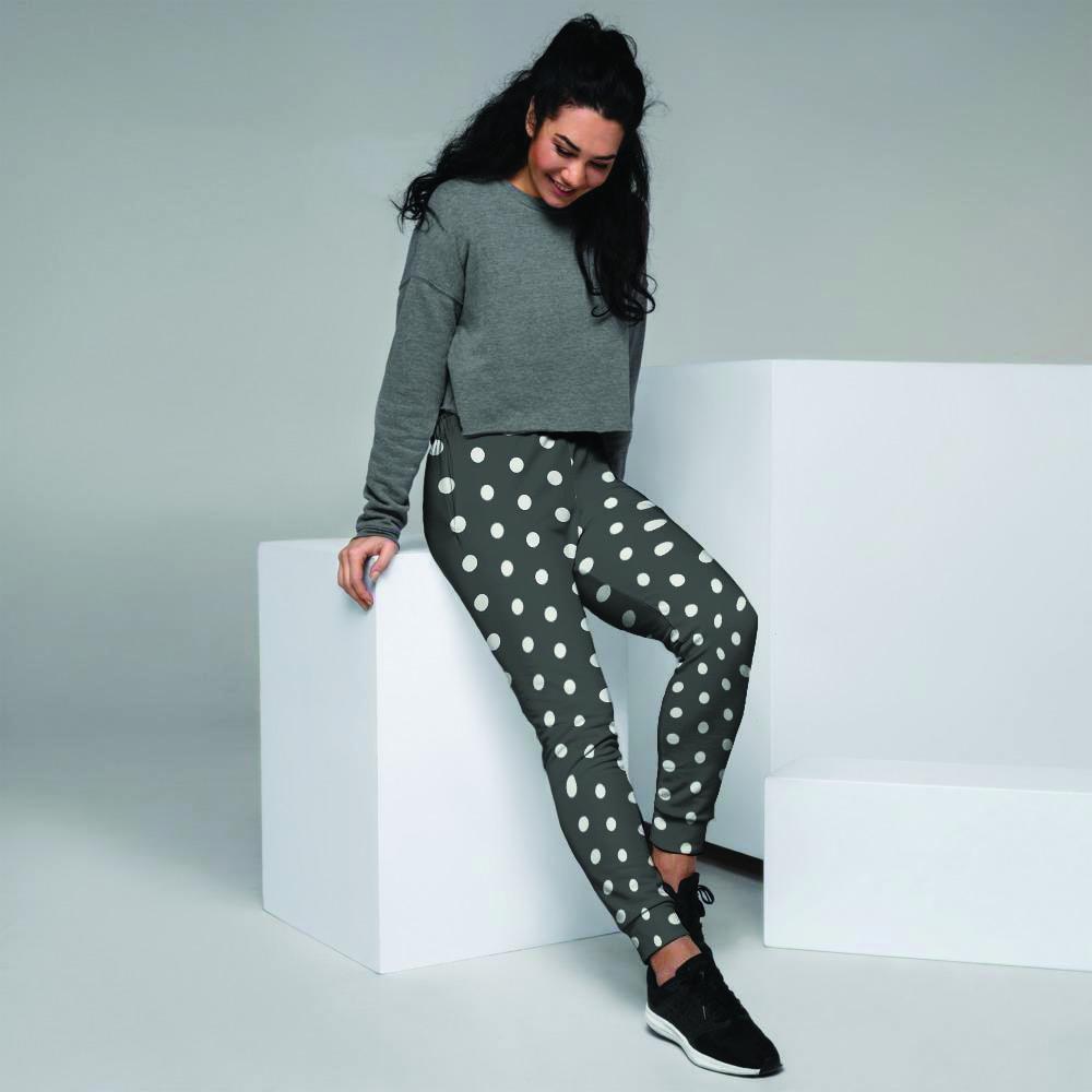 Black Tiny Polka Dot Women's Joggers-grizzshop