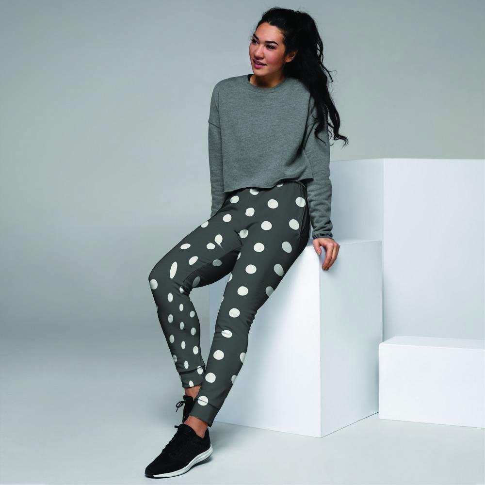 Black Tiny Polka Dot Women's Joggers-grizzshop