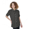 Black Tiny Polka Dot Women's Short Sleeve Shirts-grizzshop