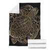 Black Turtle Hawaiian Pattern Print Blanket-grizzshop