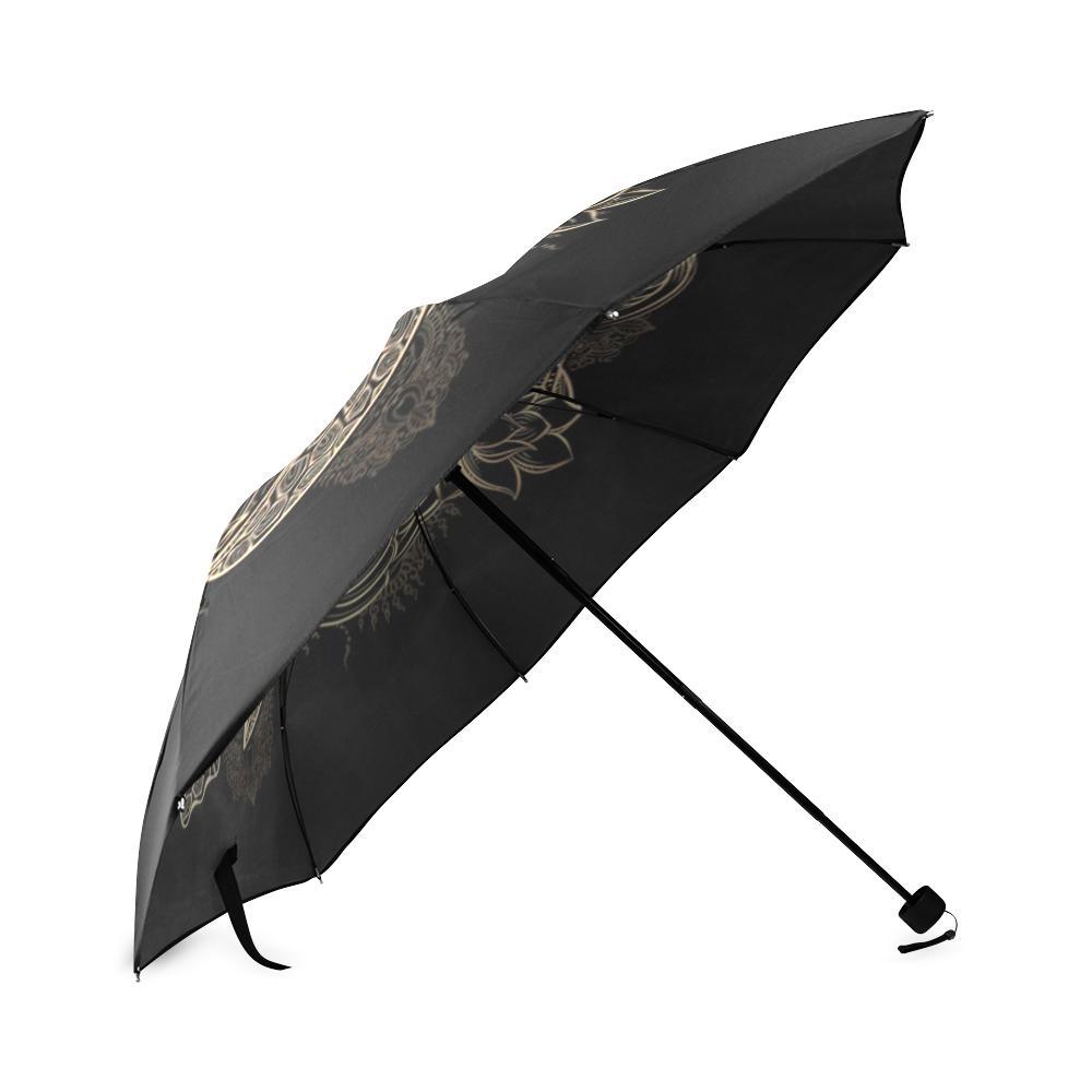 Black Turtle Hawaiian Pattern Print Foldable Umbrella-grizzshop