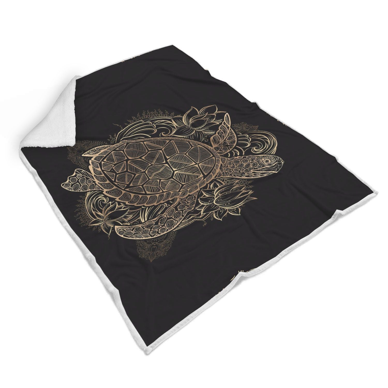 Black Turtle Hawaiian Pattern Print Throw Blanket-grizzshop