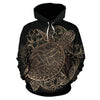 Black Turtle Hawaiian Pattern Print Women Men Pullover Hoodie-grizzshop