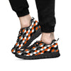 Black White And Orange Harlequin Print Pattern Black Sneaker-grizzshop